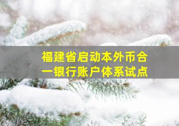 福建省启动本外币合一银行账户体系试点