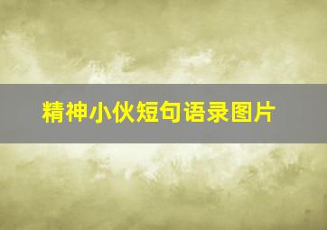 精神小伙短句语录图片