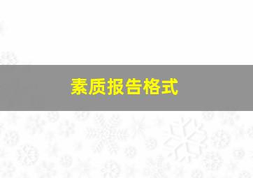 素质报告格式