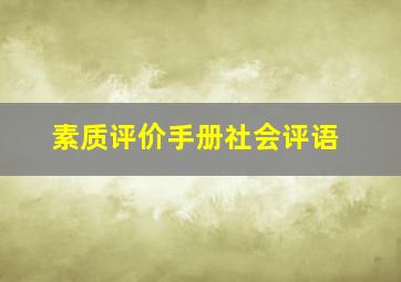 素质评价手册社会评语