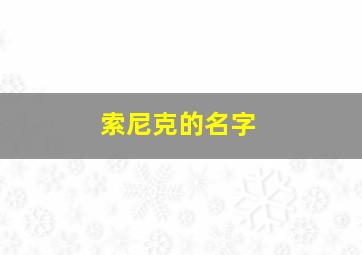 索尼克的名字