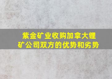 紫金矿业收购加拿大锂矿公司双方的优势和劣势