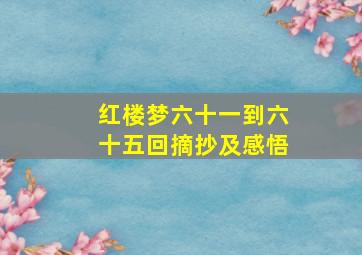 红楼梦六十一到六十五回摘抄及感悟