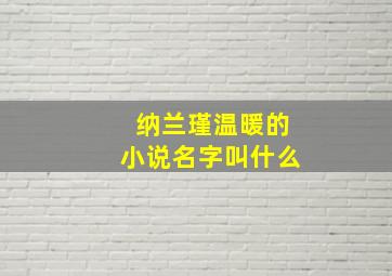 纳兰瑾温暖的小说名字叫什么