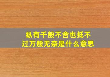 纵有千般不舍也抵不过万般无奈是什么意思