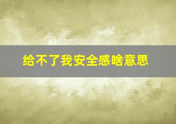 给不了我安全感啥意思