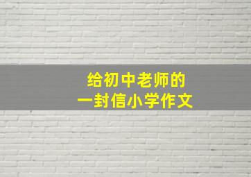 给初中老师的一封信小学作文