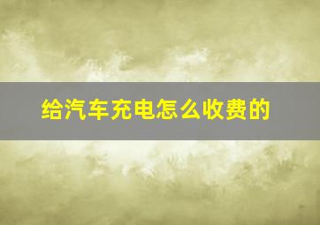 给汽车充电怎么收费的