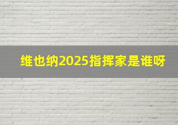 维也纳2025指挥家是谁呀