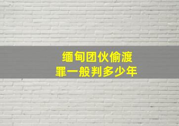 缅甸团伙偷渡罪一般判多少年