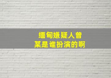 缅甸嫌疑人曾某是谁扮演的啊