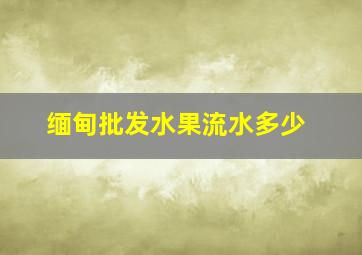 缅甸批发水果流水多少