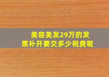 美容美发29万的发票补开要交多少税费呢