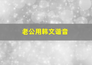 老公用韩文谐音