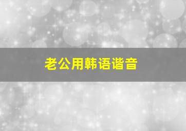 老公用韩语谐音