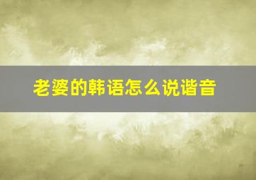 老婆的韩语怎么说谐音