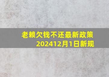 老赖欠钱不还最新政策202412月1日新规