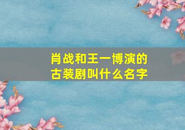 肖战和王一博演的古装剧叫什么名字