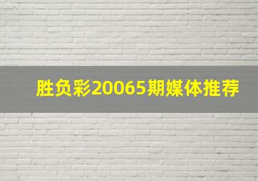 胜负彩20065期媒体推荐