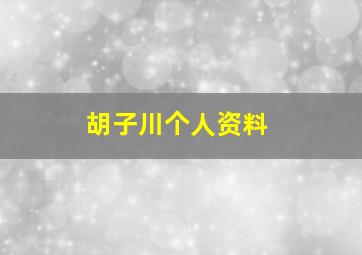 胡子川个人资料