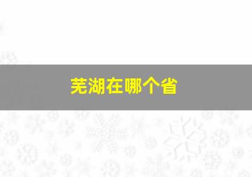 芜湖在哪个省