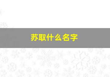 苏取什么名字