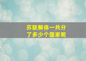 苏联解体一共分了多少个国家呢