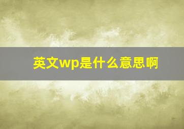 英文wp是什么意思啊