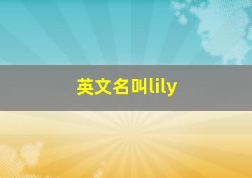 英文名叫lily