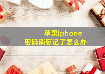 苹果iphone密码锁忘记了怎么办