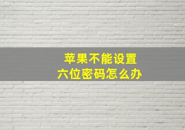 苹果不能设置六位密码怎么办