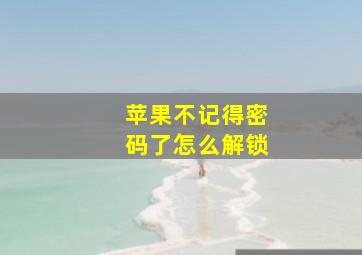 苹果不记得密码了怎么解锁