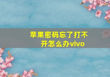 苹果密码忘了打不开怎么办vivo