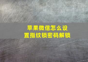 苹果微信怎么设置指纹锁密码解锁