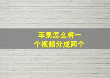 苹果怎么将一个视频分成两个