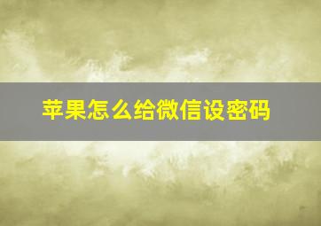 苹果怎么给微信设密码