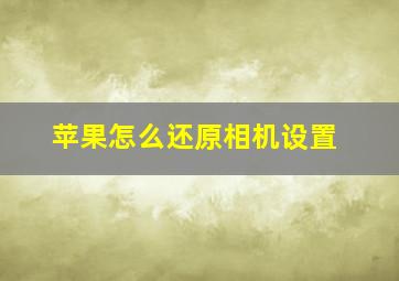 苹果怎么还原相机设置