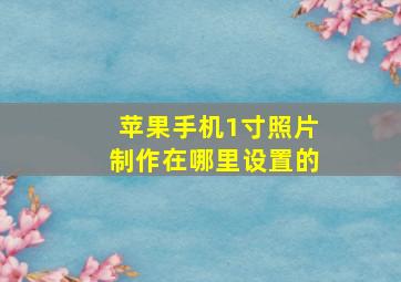 苹果手机1寸照片制作在哪里设置的