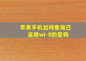 苹果手机如何查询已连接wi-fi的密码