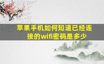 苹果手机如何知道已经连接的wifi密码是多少