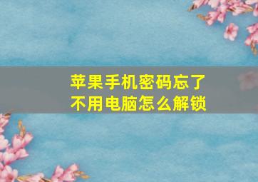 苹果手机密码忘了不用电脑怎么解锁