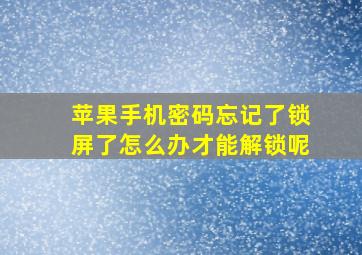 苹果手机密码忘记了锁屏了怎么办才能解锁呢