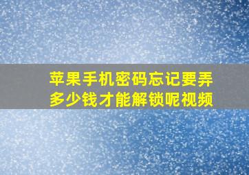 苹果手机密码忘记要弄多少钱才能解锁呢视频