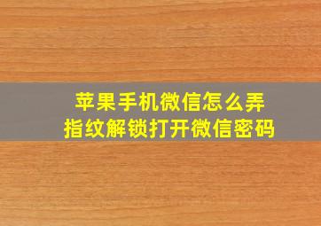 苹果手机微信怎么弄指纹解锁打开微信密码