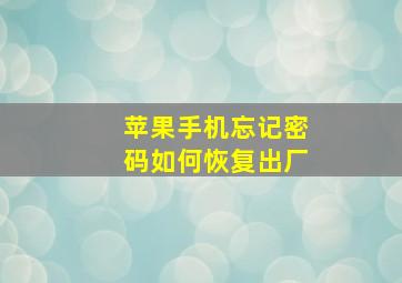 苹果手机忘记密码如何恢复出厂