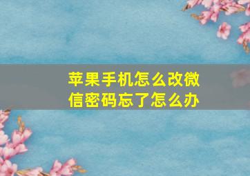 苹果手机怎么改微信密码忘了怎么办