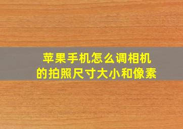 苹果手机怎么调相机的拍照尺寸大小和像素