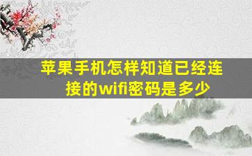 苹果手机怎样知道已经连接的wifi密码是多少