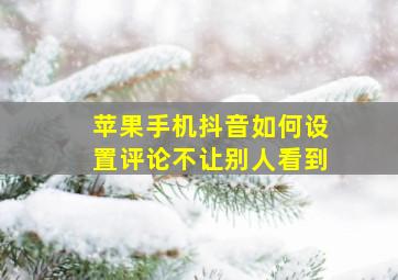 苹果手机抖音如何设置评论不让别人看到