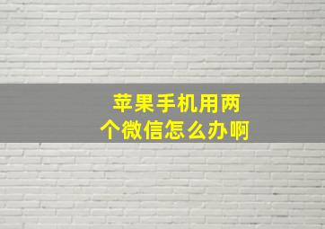 苹果手机用两个微信怎么办啊